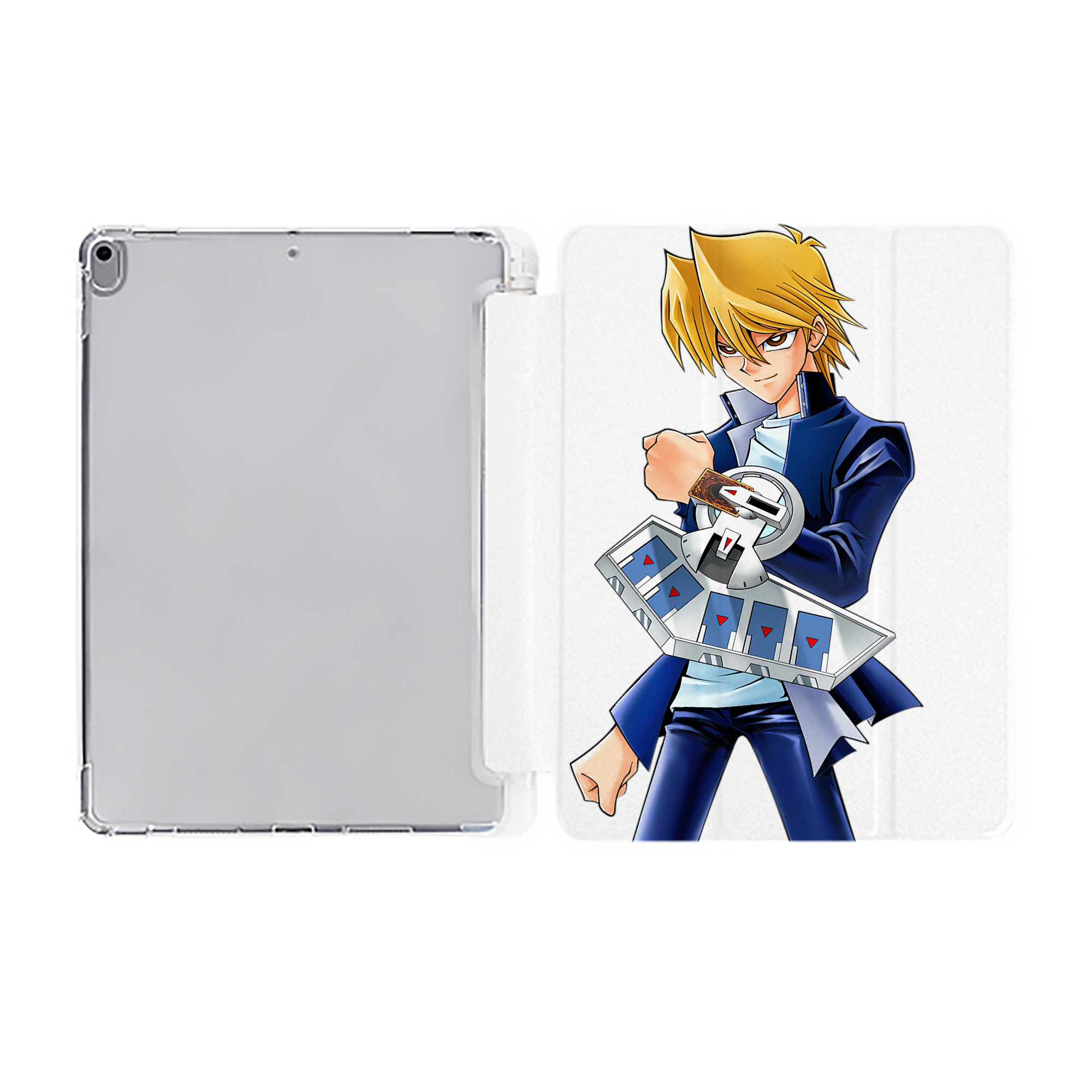 （画像用） 遊☆戯☆王 Yu-Gi-Oh! IPad ケース ペン収納付き 三つ折りスタンド PUレザー×シリコン 対応機種9.5/10.5/10.9インチ